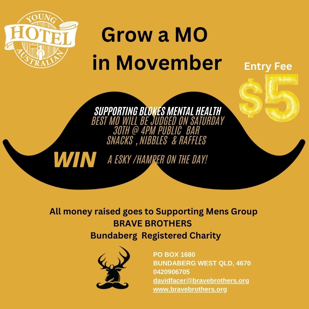 Grow a mow in Movember - Young Australian Hotel Bundab erg