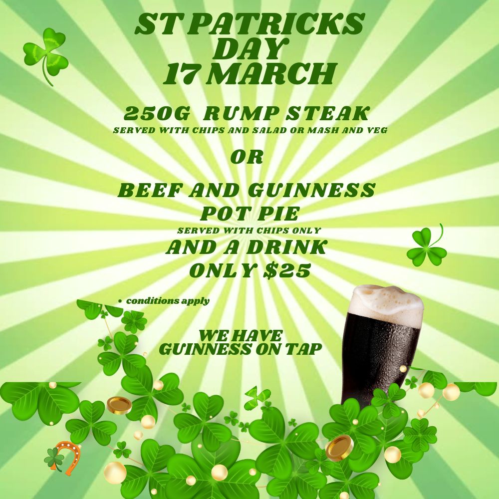 St Patricks Day, 17 March at the Young Aussie Bundaberg