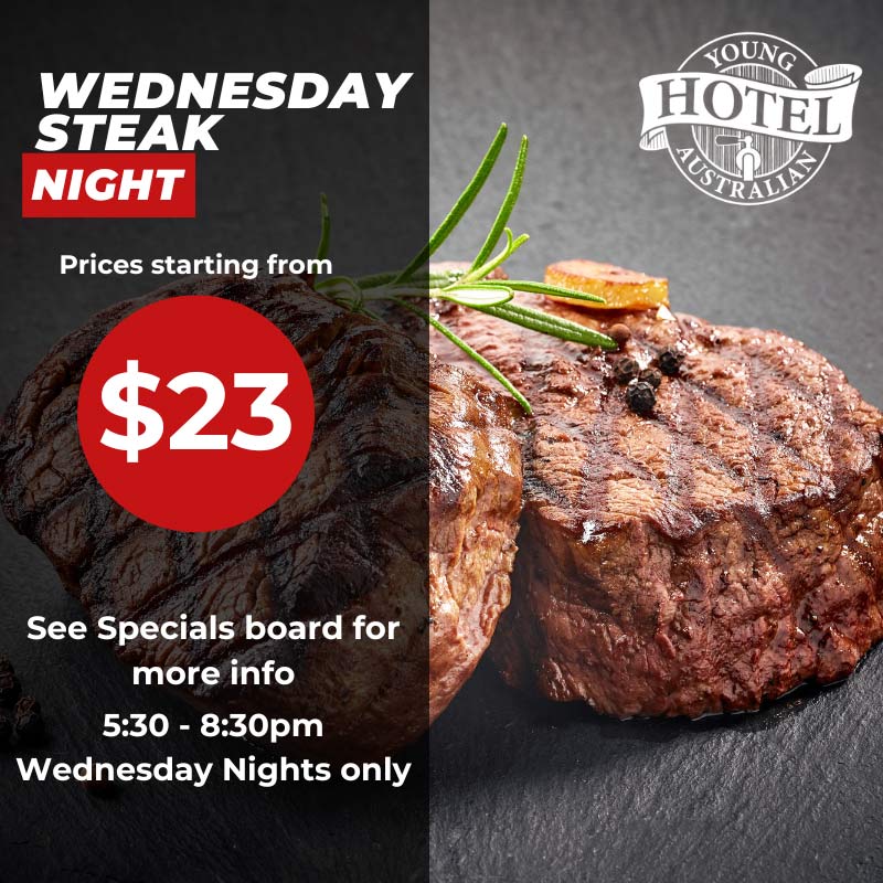 Wednesday Steak Night at the Young Australian Hotel Bundaberg