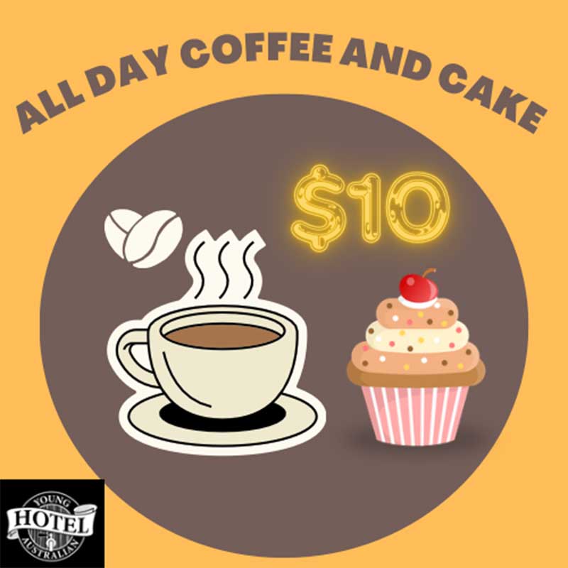 Coffee and Cake All Day at the Young Australian Hotel Bundaberg